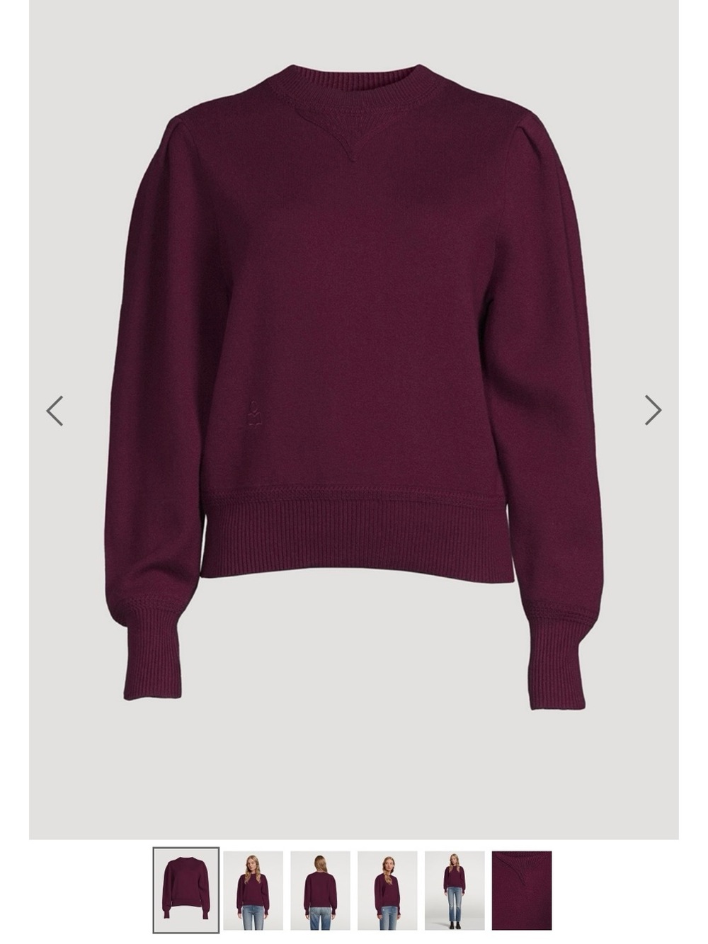 ISABEL MARANT ÉTOILE
Kelaya Puff-Sleeve Sweater Burgundi
